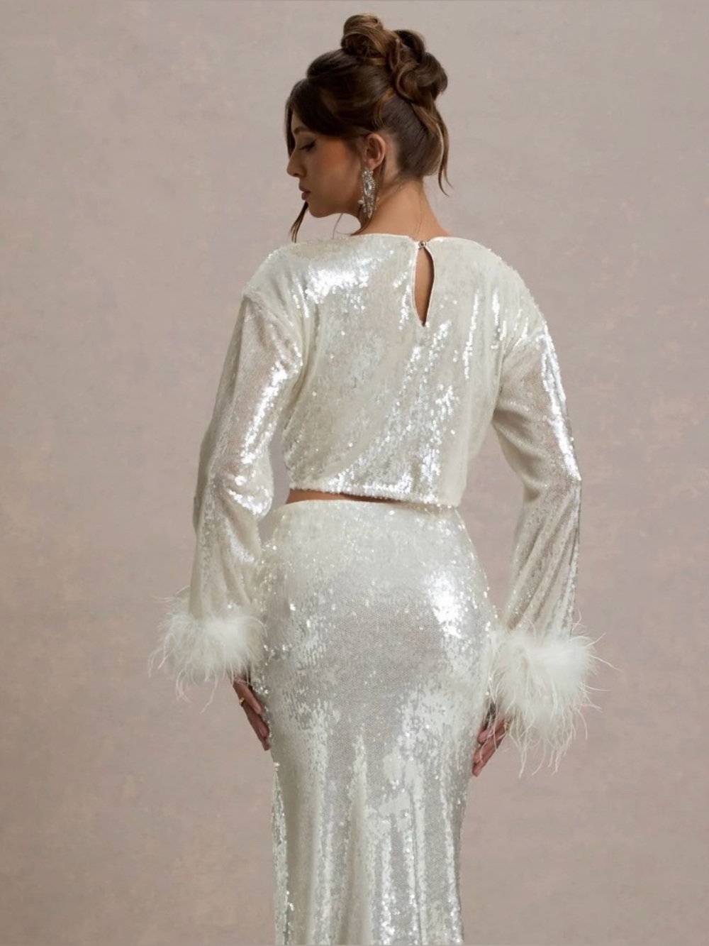 Ivory Sequin Crop Top